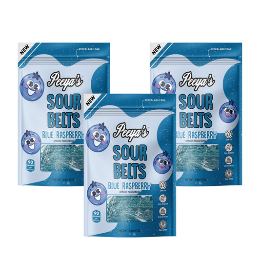 Peeya’s Blue Raspberry Sour Belts- Pack of 3