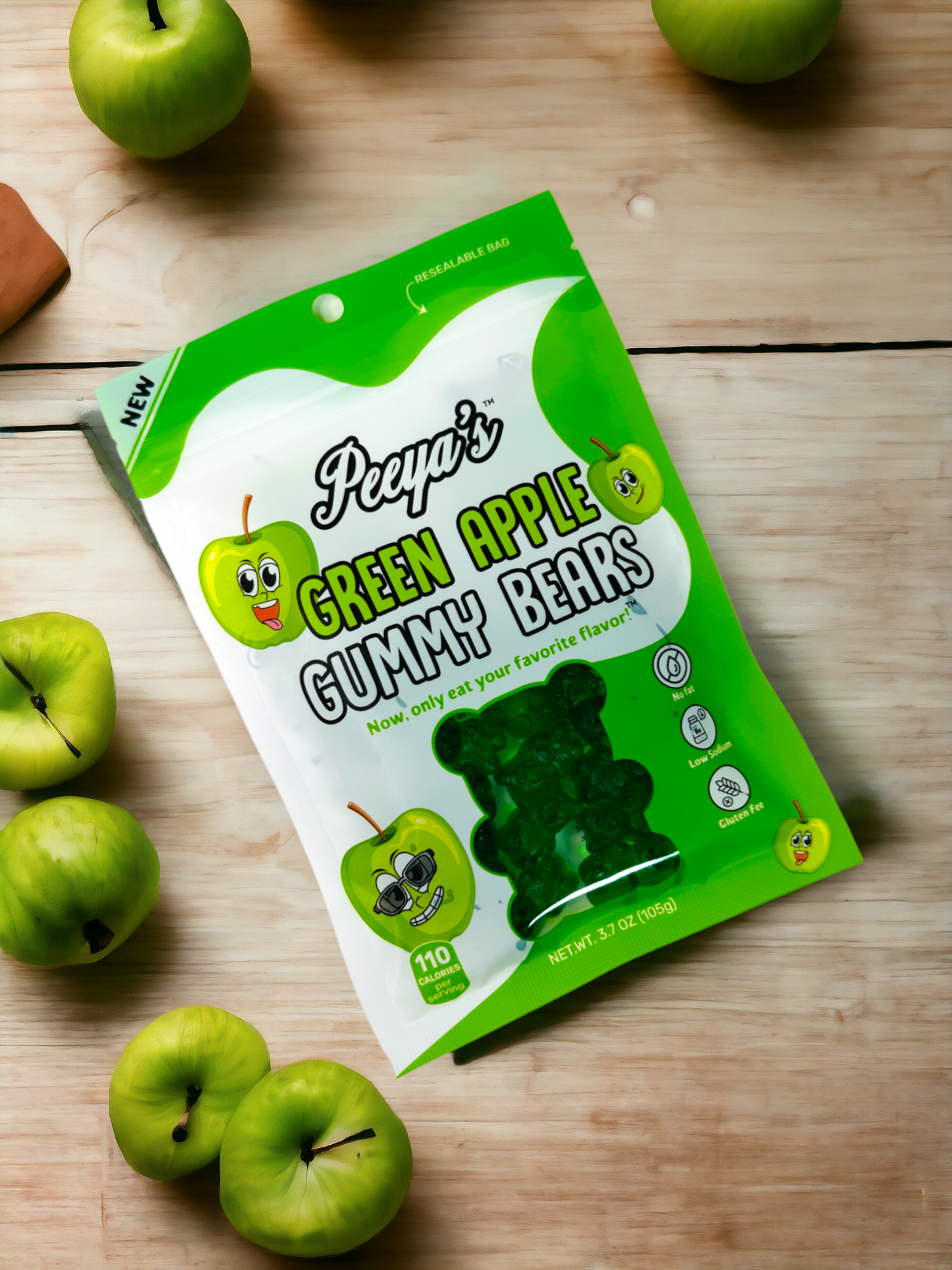 Peeya’s Green Apple Gummy Bears- Pack of 6