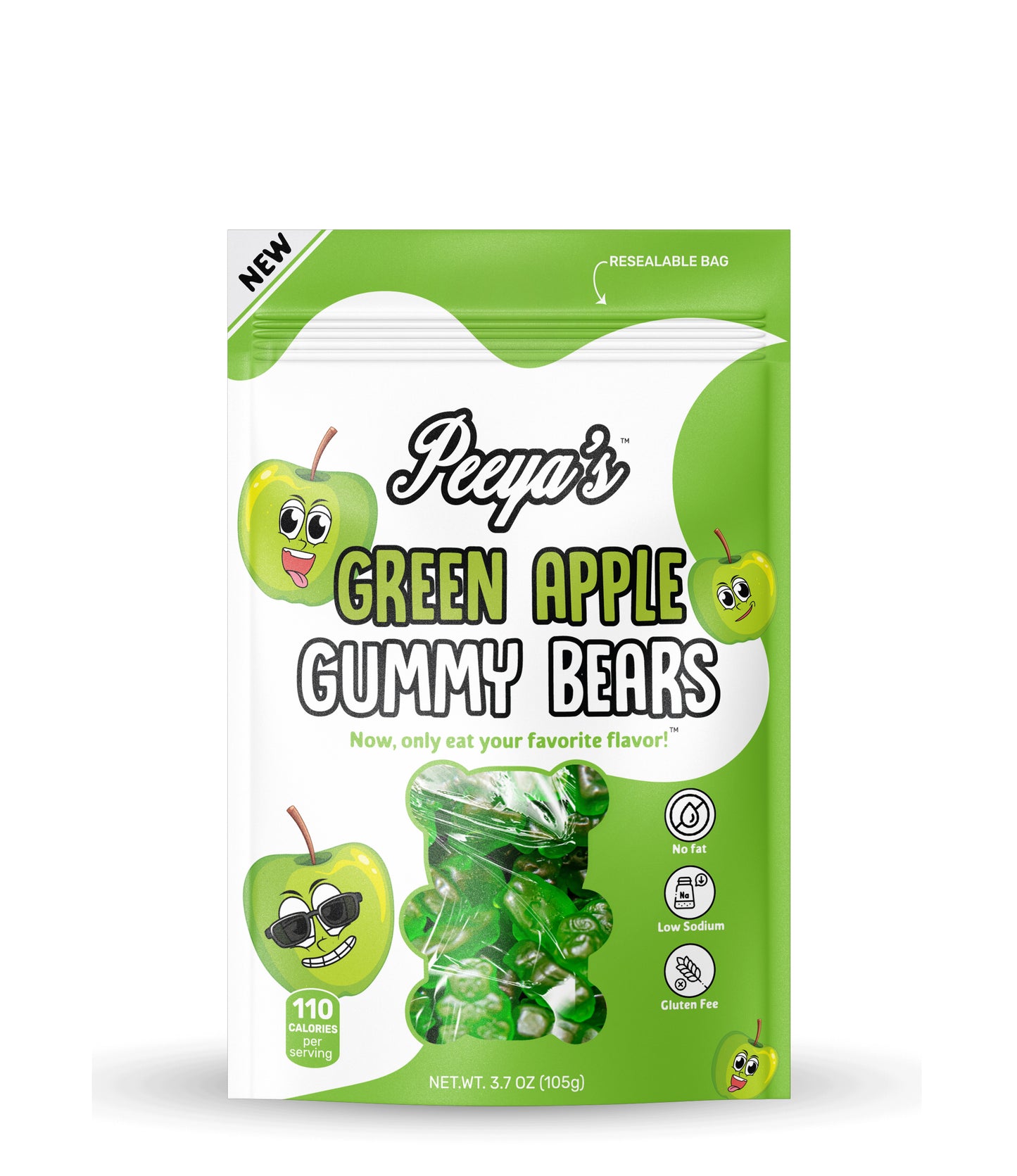 Peeya’s Green Apple Gummy Bears- Pack of 6