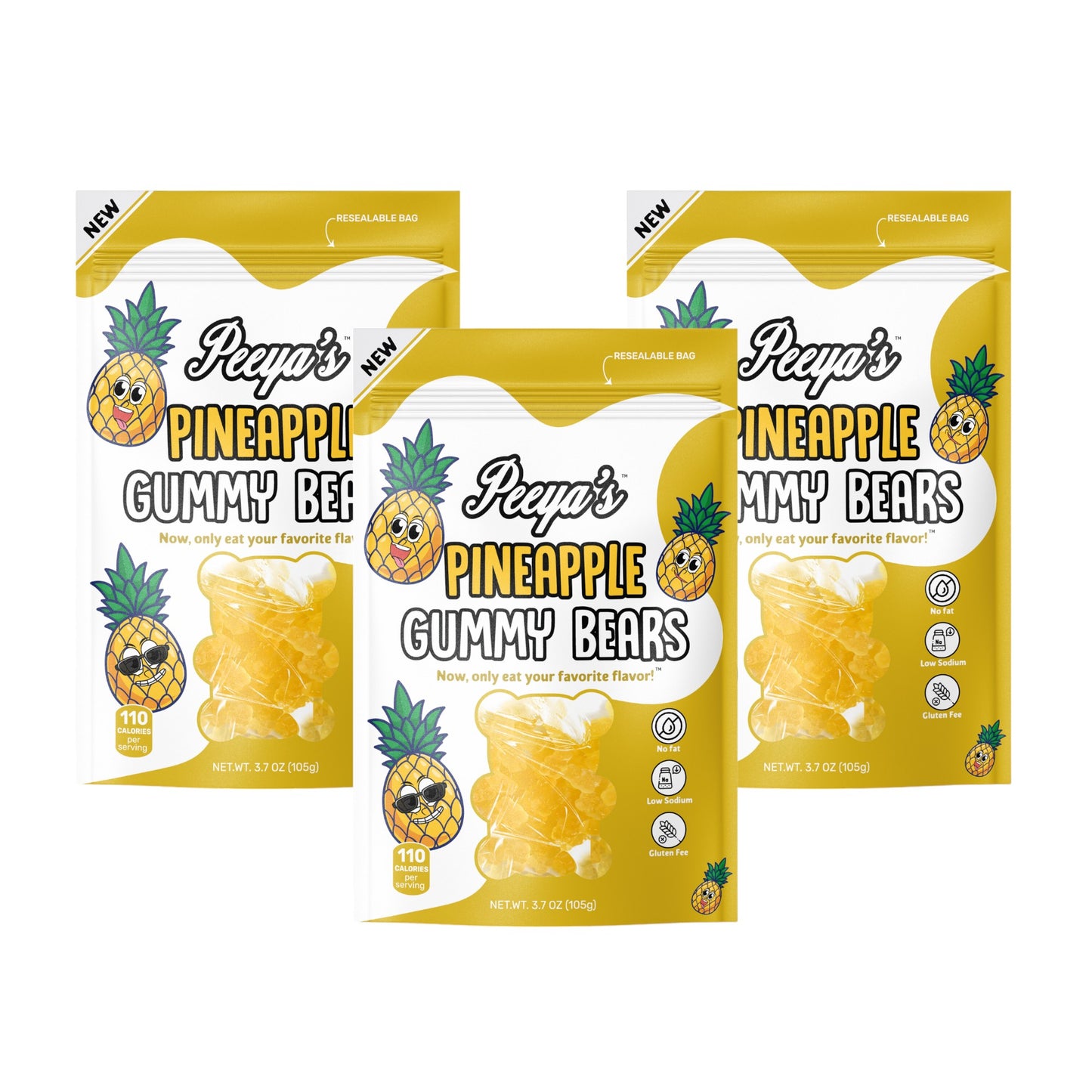 Peeya’s Pineapple Gummy Bears- Pack of 3