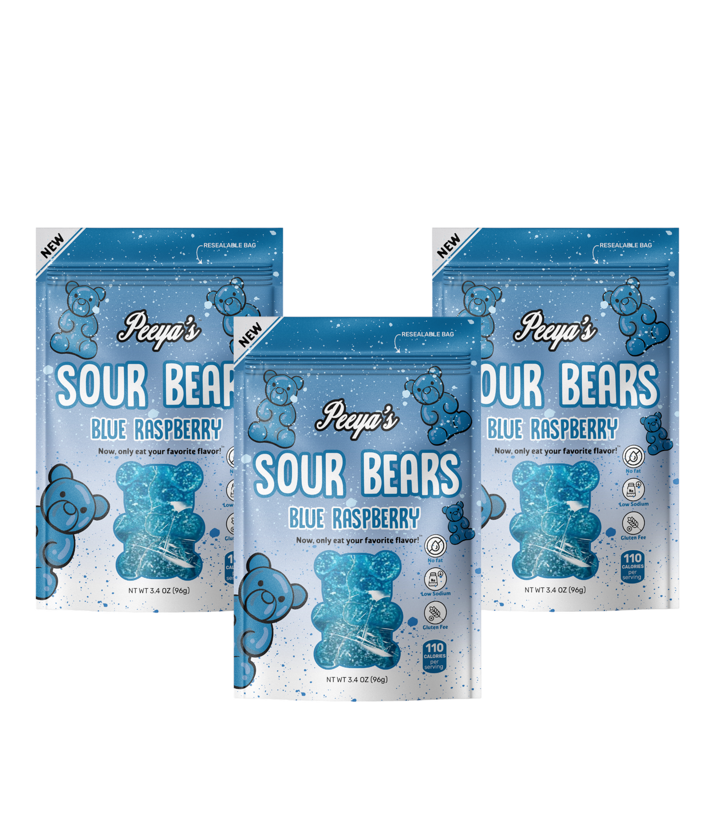 Peeya’s Blue Raspberry Sour Bears- Pack of 3