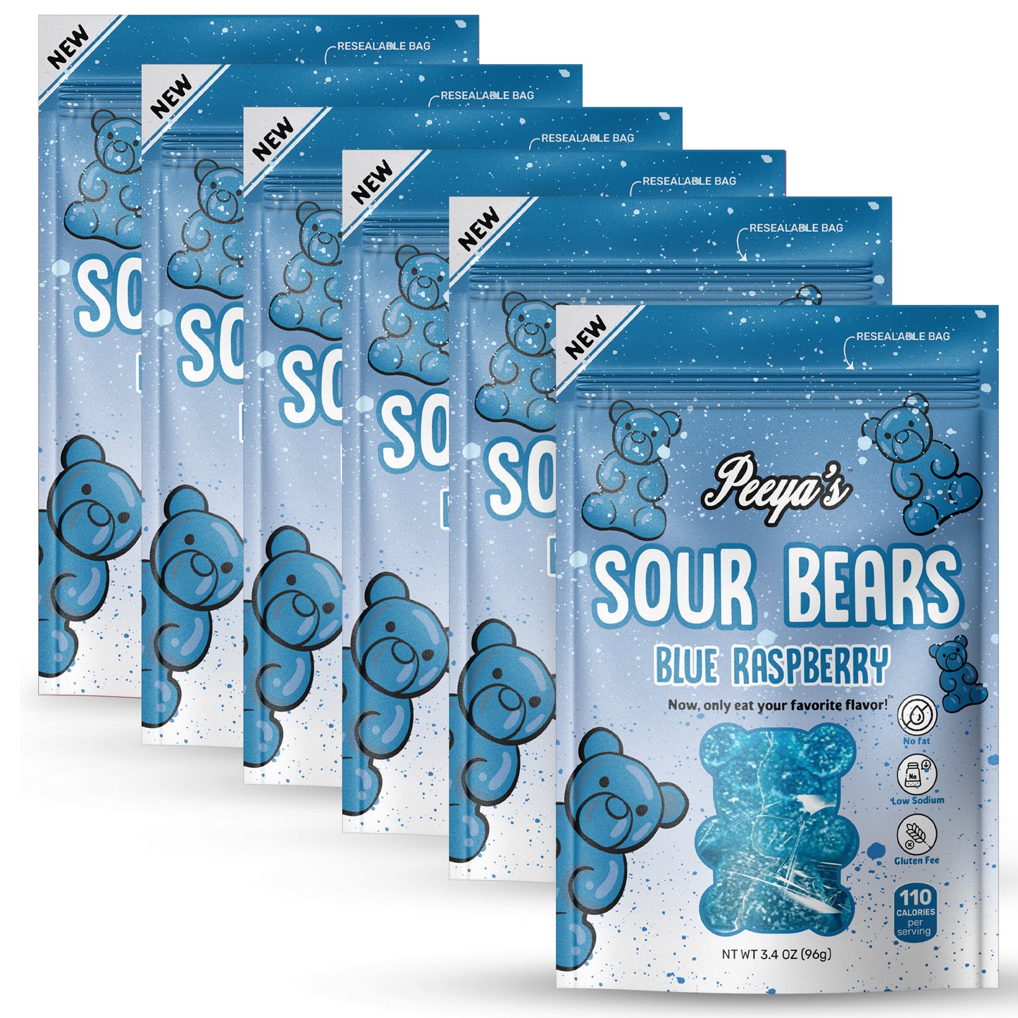 Peeya’s Blue Raspberry Sour Bears- Pack of 6