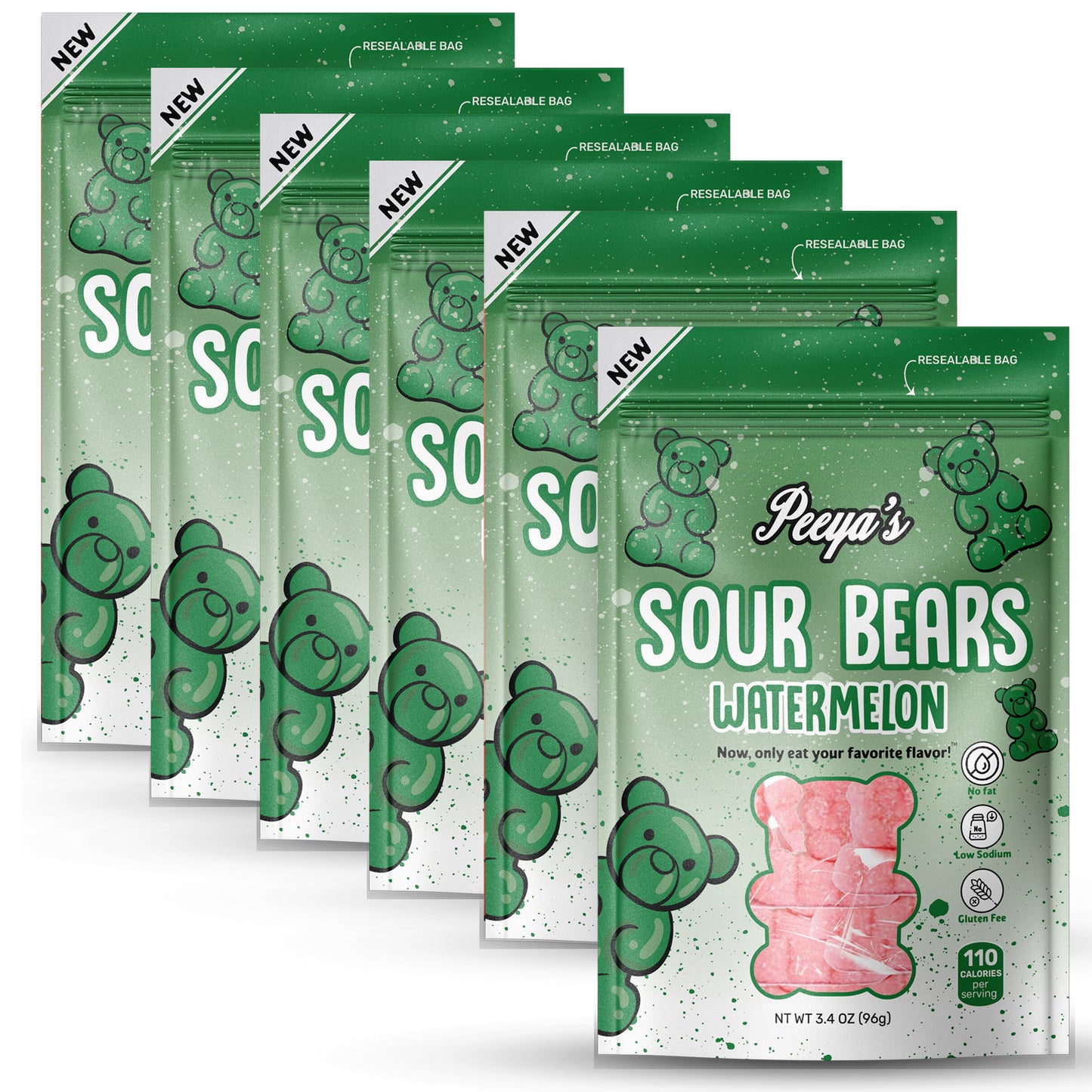 Peeya’s Watermelon Sour Bears- Pack of 6