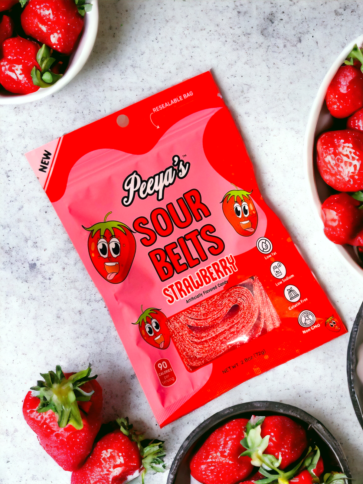 Peeya’s Strawberry Sour Belts- Pack of 3