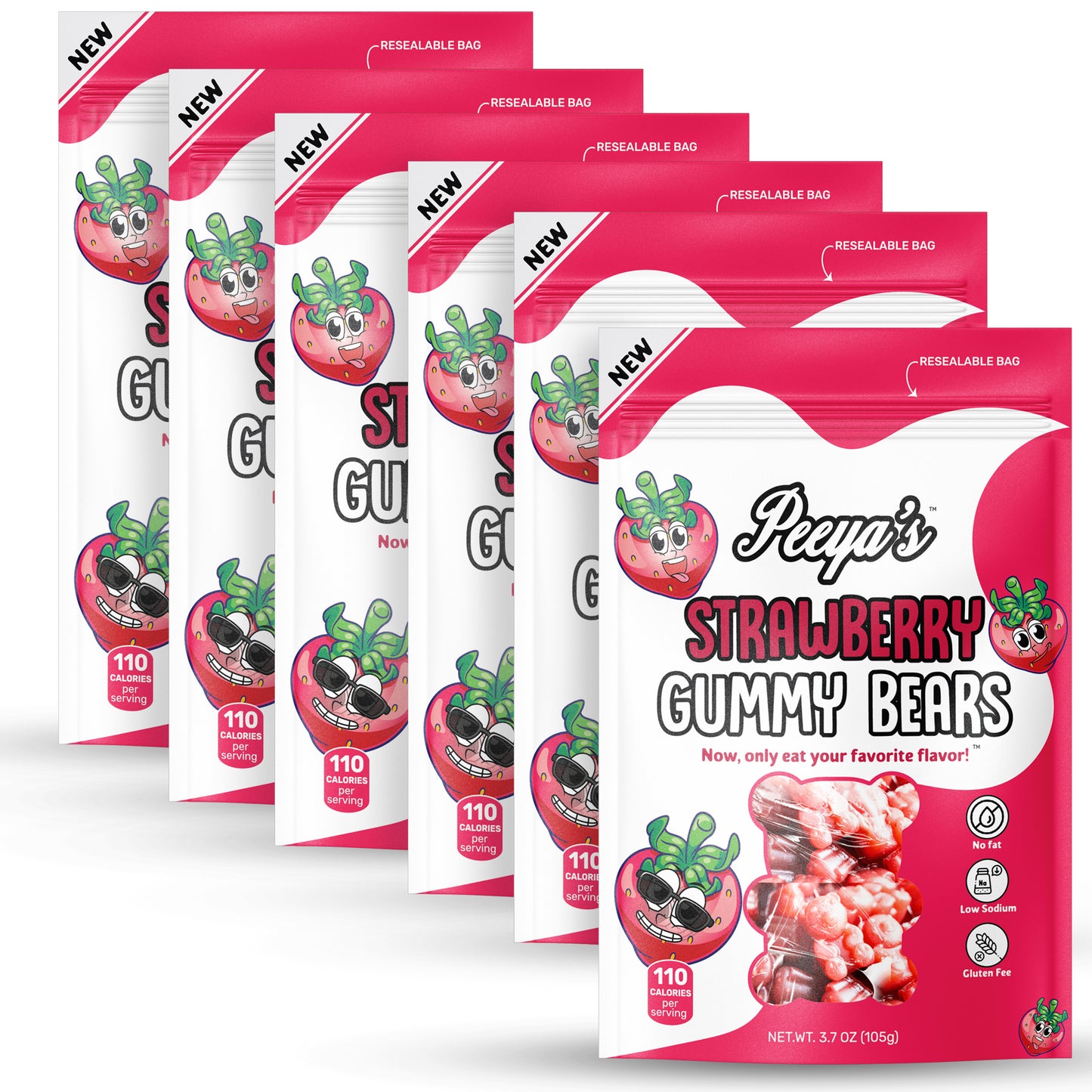 Peeya’s Strawberry Gummy Bears- Pack of 6