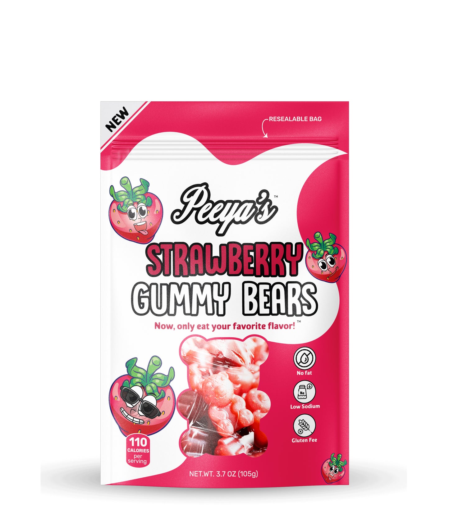 Peeya’s Strawberry Gummy Bears- Pack of 6