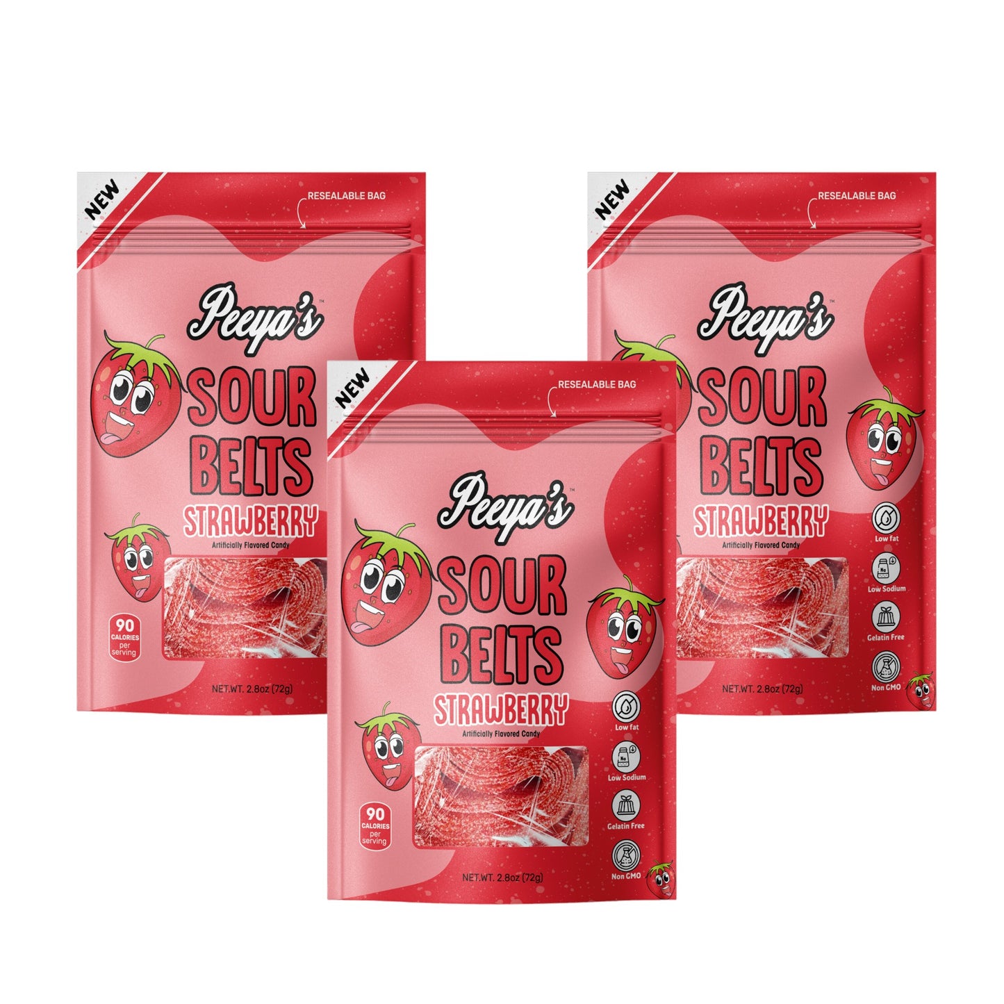 Peeya’s Strawberry Sour Belts- Pack of 3