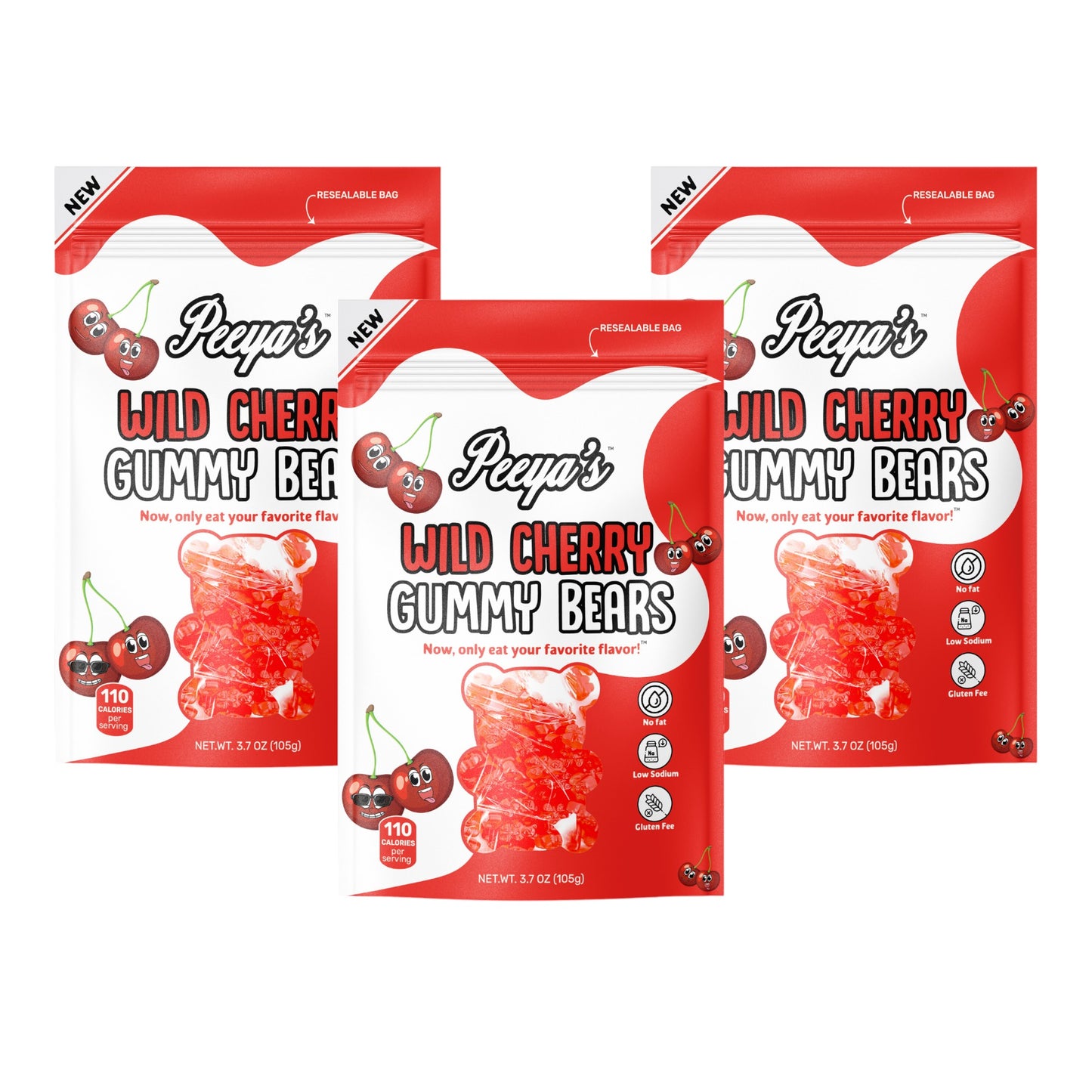 Peeya’s Wild Cherry Gummy Bears- Pack of 3